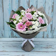 Букет цветов из:  Герберы, Альстромерии и Хризантемы #REPLACE_PRED# Озёрный Смоленская область
