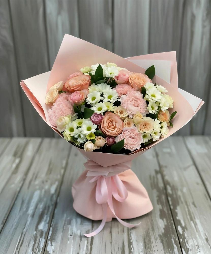 Букет цветов из: Гвоздики, Розы и Хризантемы в Озёрный Смоленская область