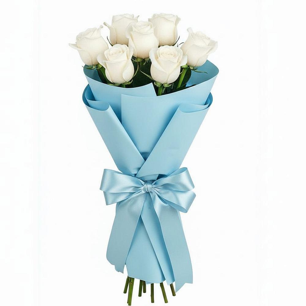 Букет 7 белых роз Проуд в Озёрный Смоленская область