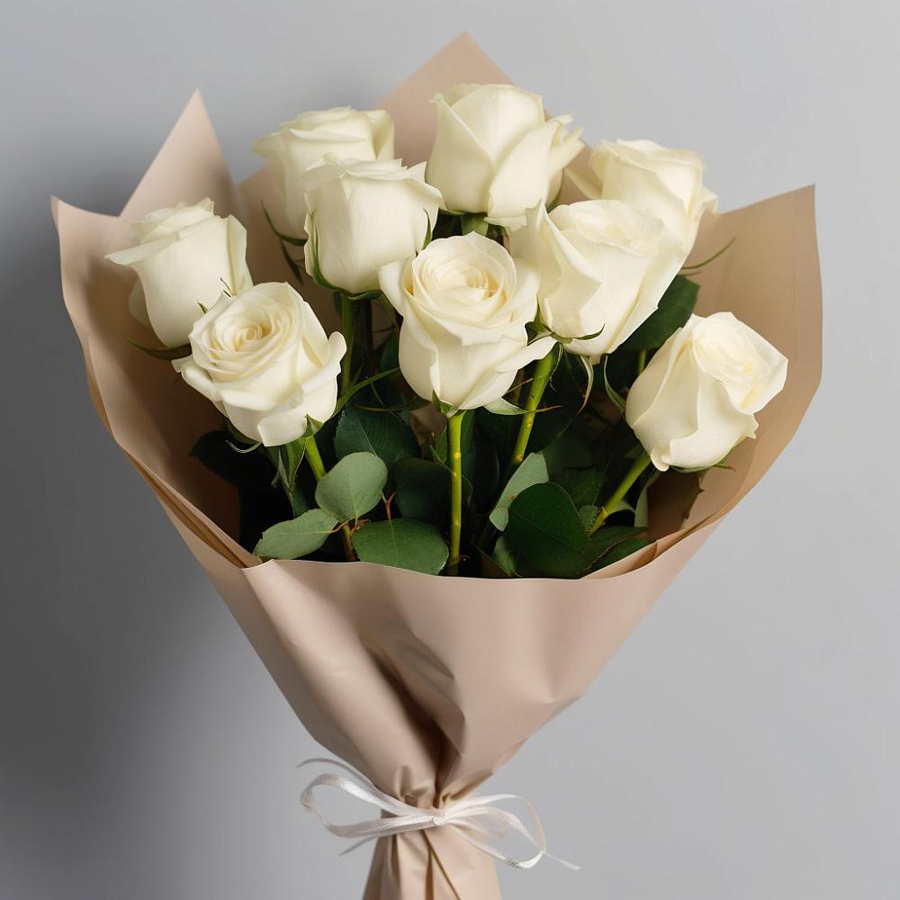 Букет 9 Белых роз Эдлесс Лав в Озёрный Смоленская область