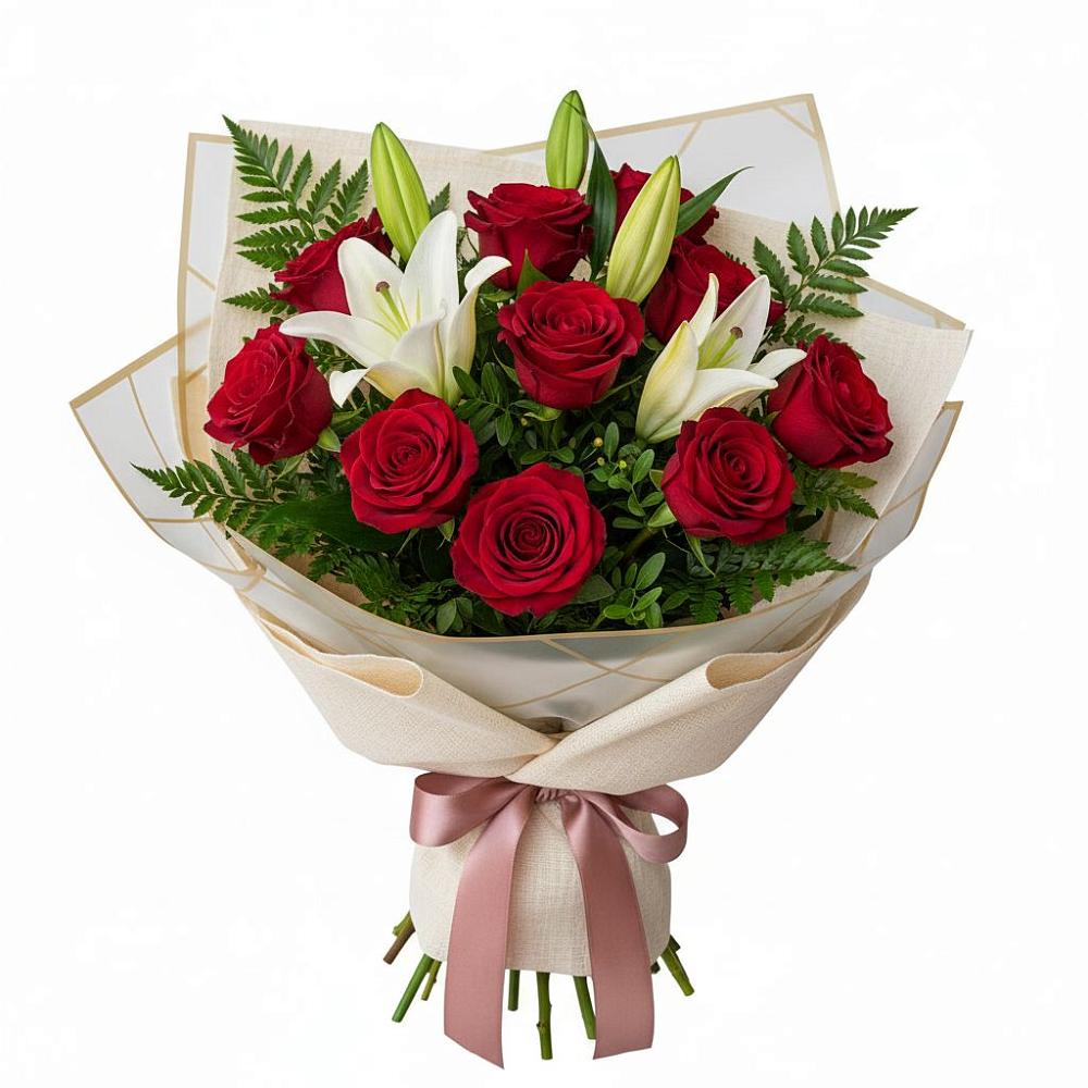 Букет цветов из: Лилии и Розы в Озёрный Смоленская область