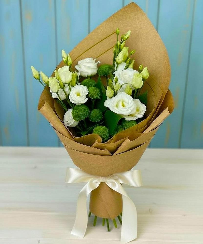 Букет цветов из: Хризантемы и Лизиантусы в Озёрный Смоленская область