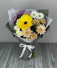 Букет цветов из:  Розы, Герберы и Хризантемы в Озёрный Смоленская область