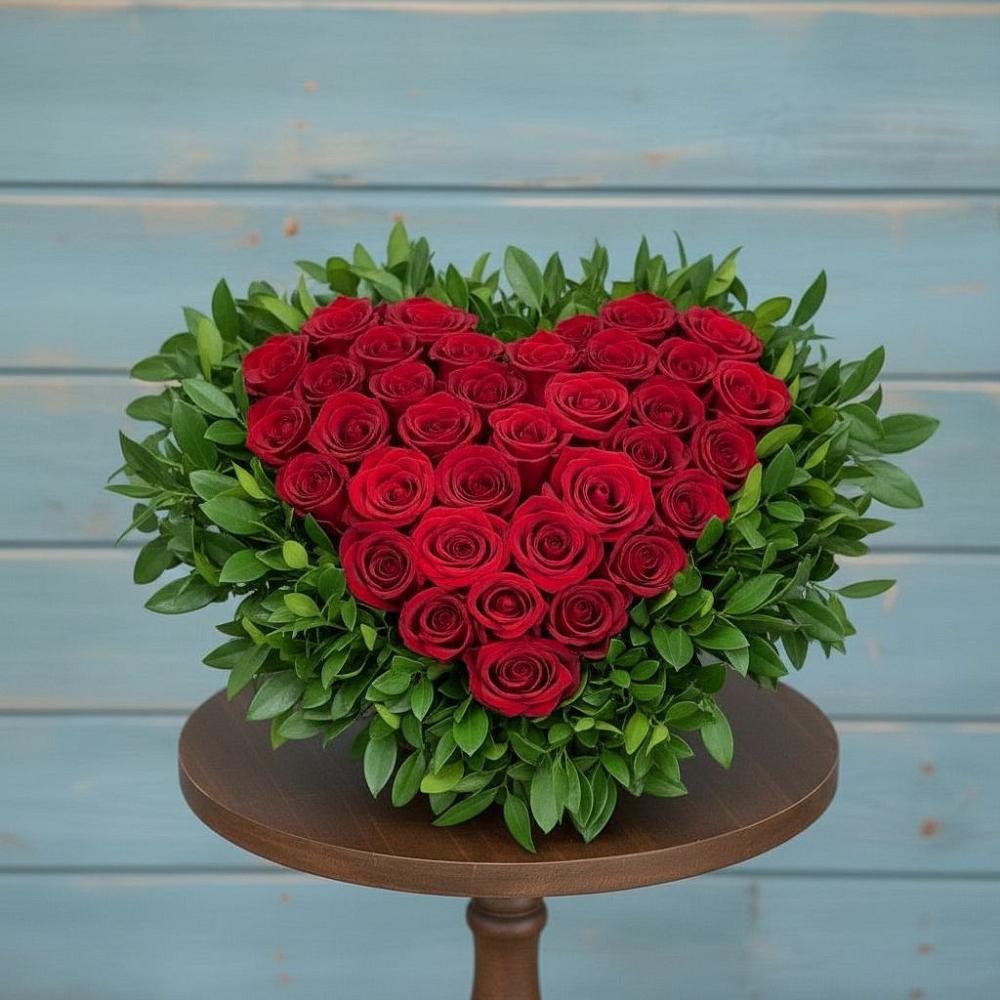 Цветочная композиция из Розы в виде сердца в Озёрный Смоленская область