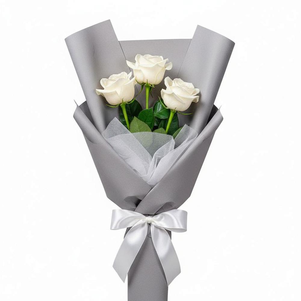 Букет 3 белые розы в Озёрный Смоленская область