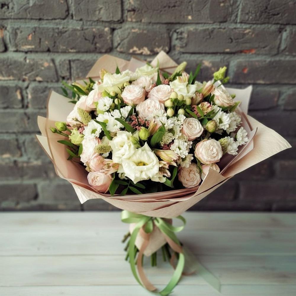 Букет цветов из: Альстромерии, Розы и Хризантемы в Озёрный Смоленская область